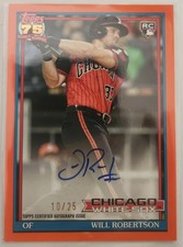 2026 Topps “75 Years Of Baseball” Orange Will Robertson RC on Card Auto 10/25