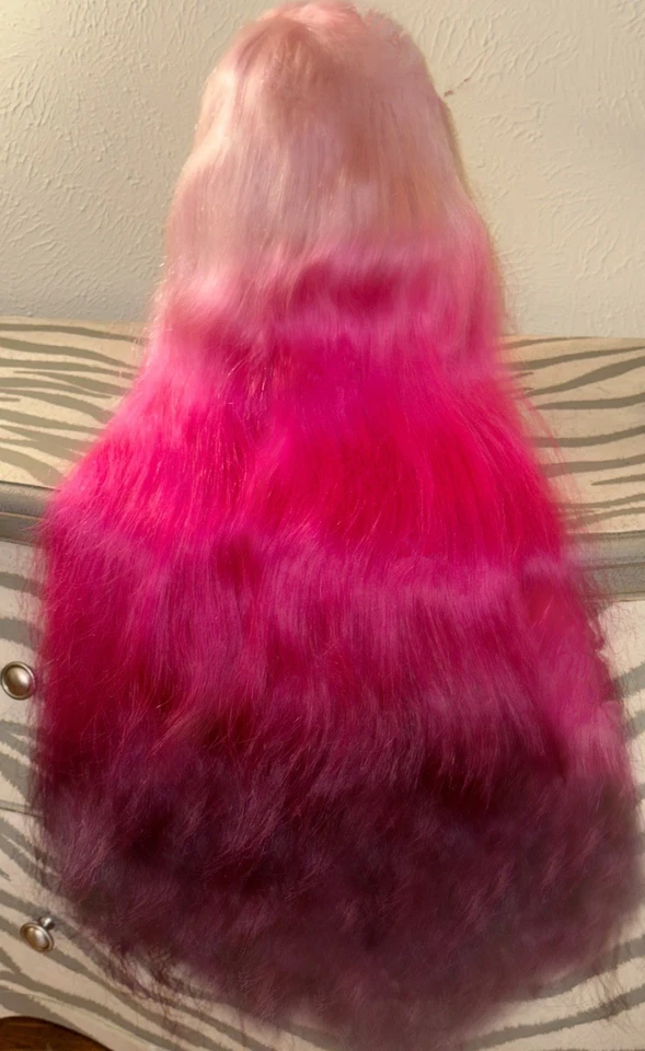 Impresionante peluca de cabello humano, 30 pulgadas, súper gruesa, cosplay/evento divertido, rubia, rosa, púrpura Foto 2 de 4