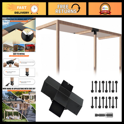 4-Way Pergola Corner Bracket, Galvanized Steel for 4''x4'' Lumber, DIY Metal Brack