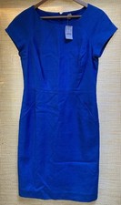 New J. Crew 8 Dress Basketweave Blue Cap Sleeve Above Knee Lined Back Zip