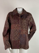 Coldwater Creek Size 1X Brown Burgundy Patchwork Brocade Tapestry Jacket