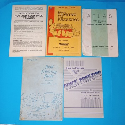 Lot 5 Vintage Home Canning Freezing Recipe Instruction Booklets Hazel Atlas