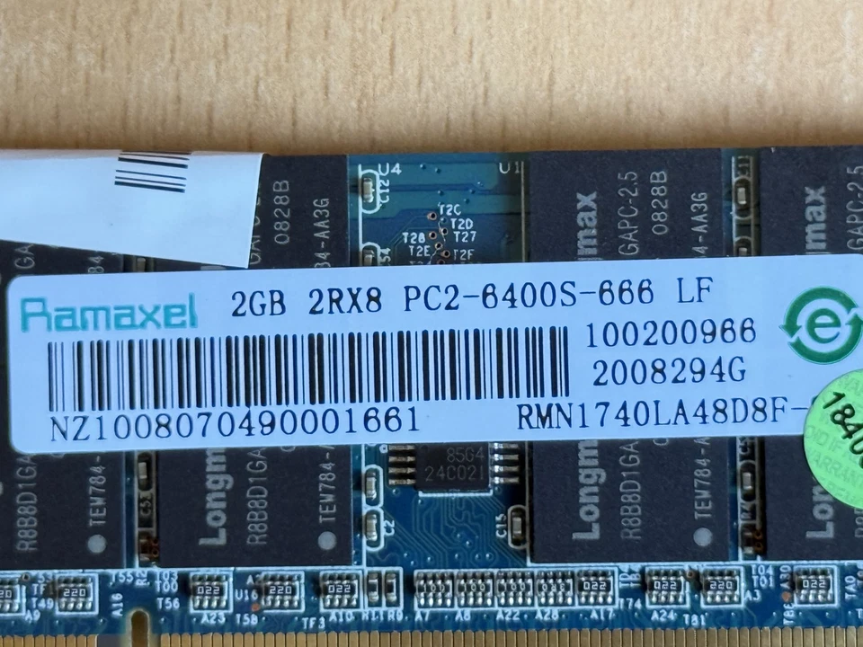 Ramaxel 4GB 2x2GB DDR2 PC2-6400S, 800MHz SO-DIMM Memory Module RMN1740EF48D8W - Image 3 of 4