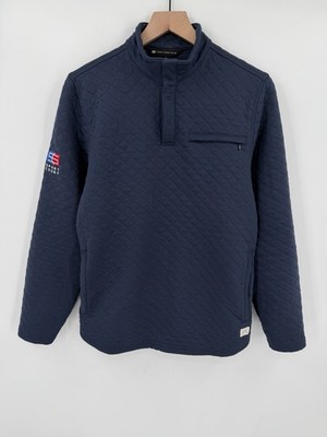 Travis Mathew Transatlantic Quarter Zip Men's Small Blue Quilted Pullover Pocket