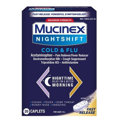 #ad Mucinex Maximum Strength Nightshift Cold and Flu 20 Caplets $11.95