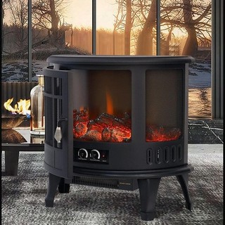 Electric Fire Stove Heater w/ Dimmable LED Log Flame Effect Adjustable