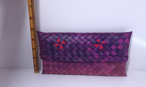 Cambodia Khmer Handicraft Handmade Silk Scarf & Palm Leaf Clutch - Picture 16 of 23