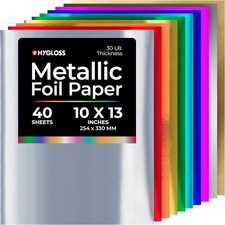 Metallic Foil Paper Sheets 40 Pack - Assorted Colors 10 x 13 Inches