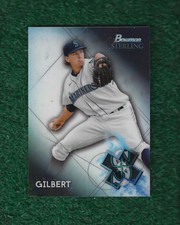 LOGAN GILBERT - 2021 BOWMAN STERLING ROOKIE CARD # BSP-28 - SEATTLE MARINERS MLB. rookie card picture