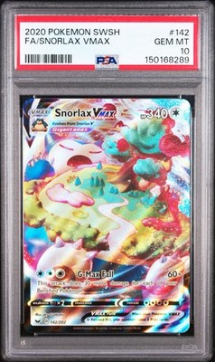 Snorlax VMAX PSA 10 Full Art Sword And Shield Base Set 142/202