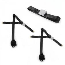 Early Cars 1900 - 1927 Airplane 3pt Bk Retractable Bench Seat Belt Kit - 3 Belts