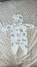 Vintage Newborn Baby Looney Tunes 2 Piece Set Snap Up Jammies And Cap