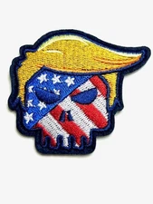 Trump Punisher Skull Red White Blue Flag Republican President Iconic Hair Patch