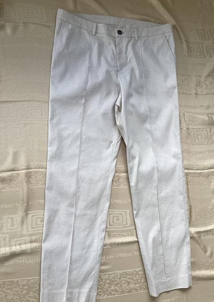 Women Bogner Trousers Beige Linen Cotton 40 / L /