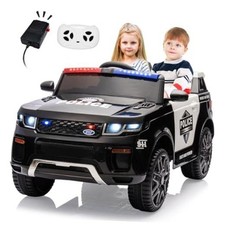 Black 12V Kids Ride-On Police Car with Remote Control - Electric Car for Kids