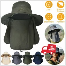 Unisex Sun Hat with Neck Flap Cover Fishing Safari Cap Neck Protection UPF50+