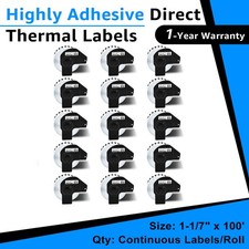 DK-2210 Continuous Thermal Label 1-1/7"x100' Fit for Brother QL Printer 15 Rolls
