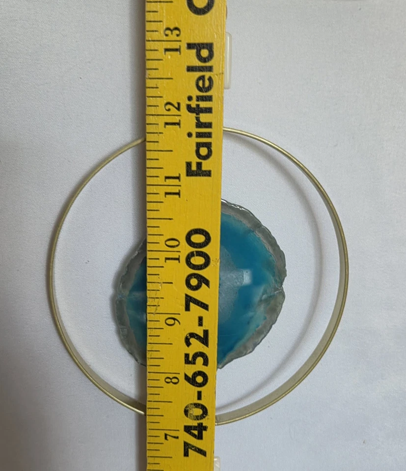 Colgante Atrapasol 3 Rebanadas de Ágata Azul Enmarcado Círculo Triángulo Cuadrado 15" Cuentas Foto 4 de 4