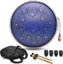 Steel Tongue Drum, 15 Notes 14 Inch D-Key Handpan Percussion Instrument - Tank C