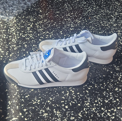 adidas Samoa White/Black/Beige Low Top Lace-Up Sneakers Men s