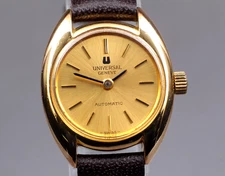 New Band *N MINT* Vintage UNIVERSAL GENEVE 528608 Automatic Ladies Watch JAPAN