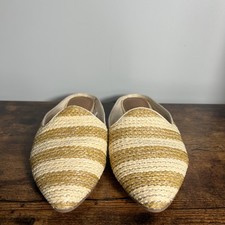Women  s Violet Slip-On Flat Woven Mule 6.5 Shoe Tan Universal Thread-Comfortable