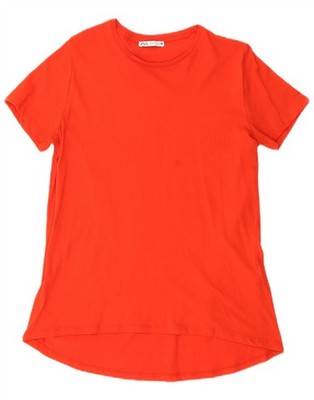 ZARA Damen T-Shirt Oberteil UK 14 Medium Rot Baumwolle AK16