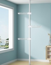 3-Tier Clothes Drying Rack Adjustable Coat Hanger Garment Stand Floor to Ceil...