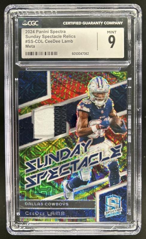 2024 Panini Spectra CeeDee Lamb Sunday Spectacle Patch Meta #/25 Cowboys CGC 9
