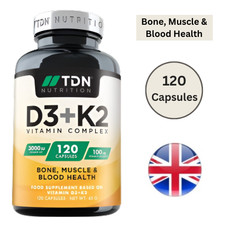 TDN Vitamin D3 & K2 Vitamin D Supplement Immune Support Men & Women 120 Capsule