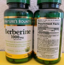 New 2-Pack Nature’s Bounty 1000 Mg Berberine 60 Capsules Exp : 08/2026
