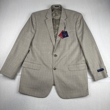 New Saddlebred Mens Tan Plaid Blazer Sport Coat Blazer 46L Office Business