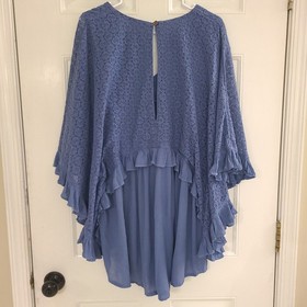 Free People As You Are Romper Size S Ruffled Flutter Sleeve One-Piece Boho Blue