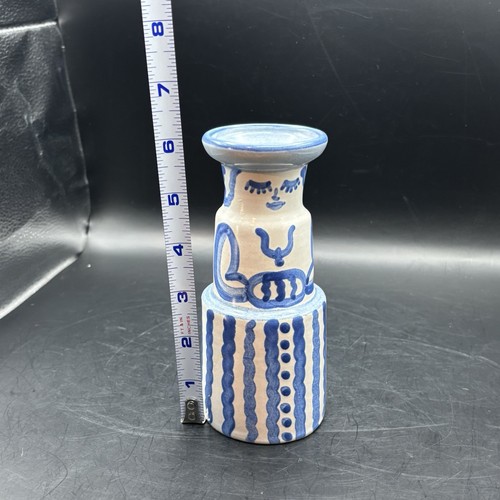 Vintage M. A. Hadley Frau/Braut Kerzenständer Kunstkeramik signiert blau & weiß - Bild 8 von 11