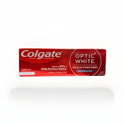 Colgate Optic White Stain Fighter Toothpaste Clean Mint Paste with Baking Soda