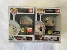 Funko Pop! The Witcher Wild Hunt Ciri #150 E3 & Geralt #554 w/ Protectors