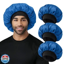 3Pcs Satin Bonnets for Men, Hair Bonnet for Sleeping Soft Elastic Band Silk S