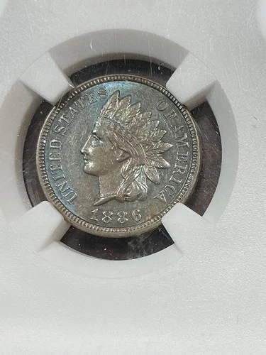 NGC AU58 CAC 1886 TYPE 2 INDIAN HEAD CENT ABSOLUTELY BEAUTIFUL