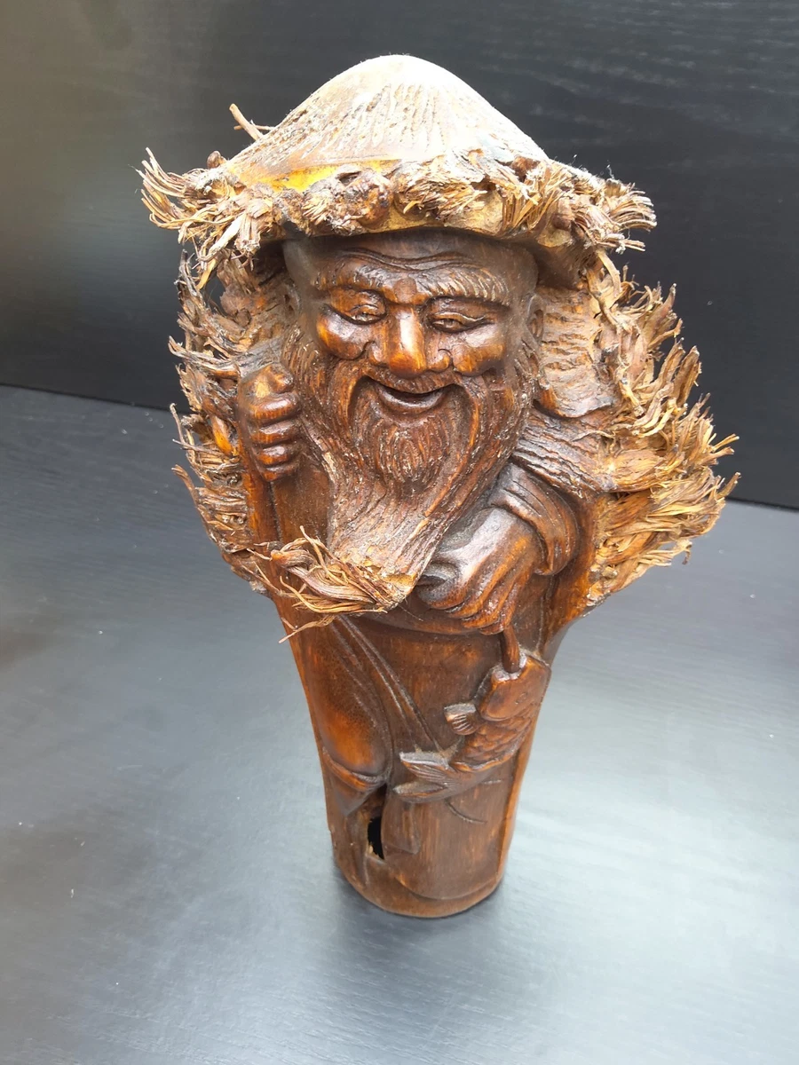 竹根雕印第安纳中国风雕像、雕像| eBay