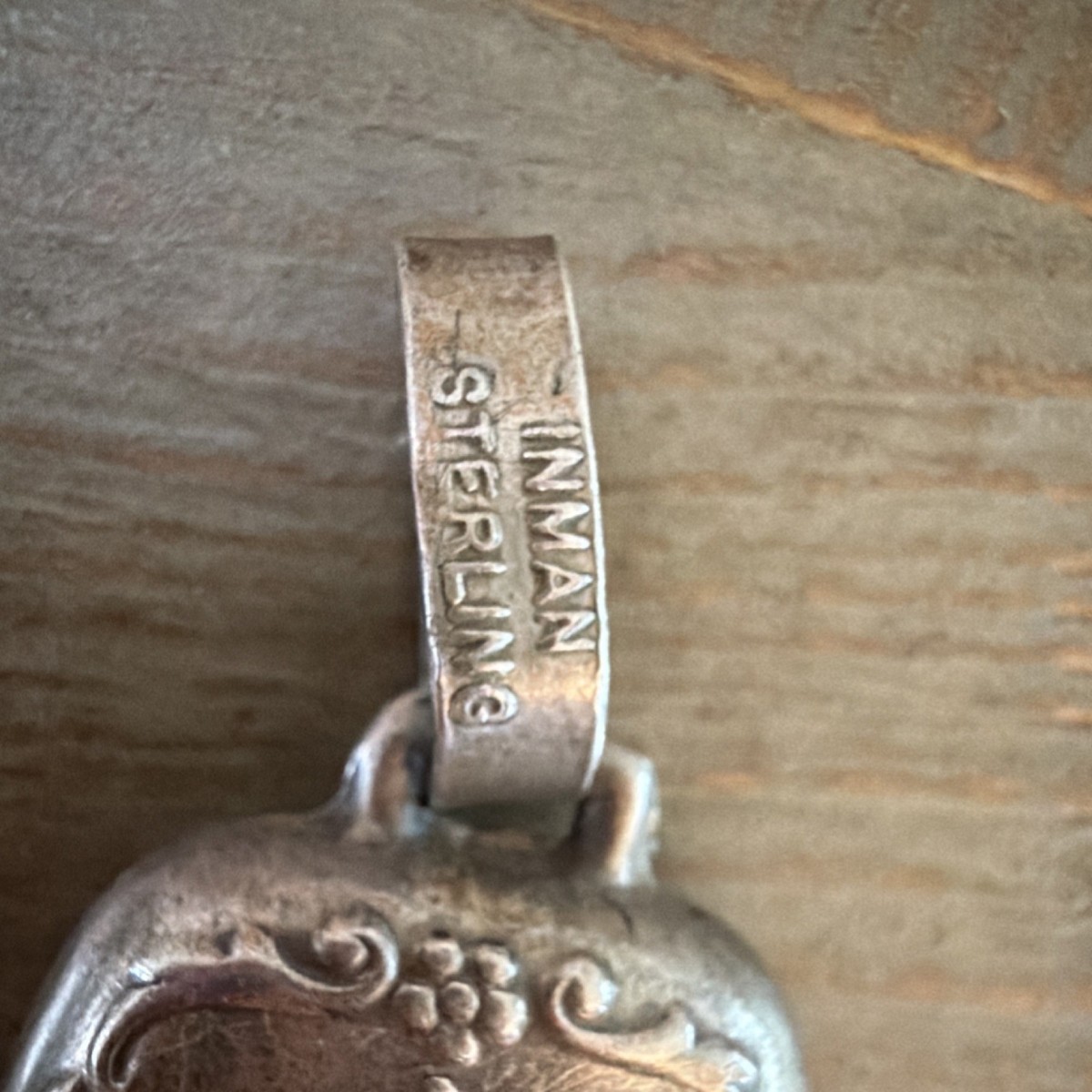 Inman Sterling Silver Engraved  baby birth record rattle pendant vintage View 3