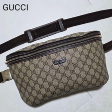 GUCCI GG Imprime Supreme Borsa Cintura Marsupio Tracolla Beige Marrone Pelle Autentica