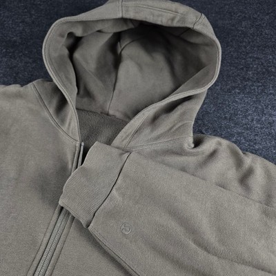 Lululemon Mens Steady State Full Zip Hoodie Olive Green Earth Tone Fleece Jacket
