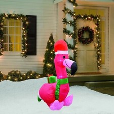 LED Pink Unique Flamingo Inflatable Winter Christmas Decor, Outdoor  Indoor Use