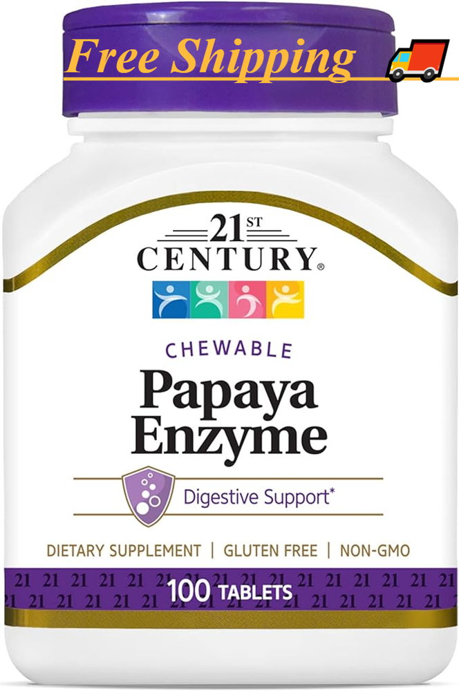 Papaya Enzyme Chewable Tablets, Tropical, 100 Count