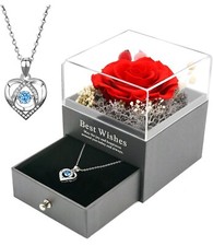 Preserved Real Rose with Necklace For Her