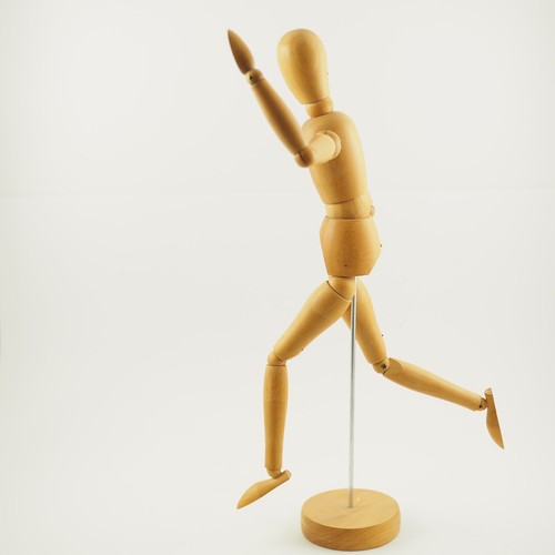 Mid Century Jointed Wooden Artist Sketch Mannequin by Grumbacher, New