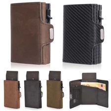 Pop-Up Credit Card Case w/RFID Protection Wallet w/Compartment for Note & Coin