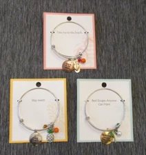 NEW 3 expandable charm bangle silver/gold/rose bracelets/jewelry