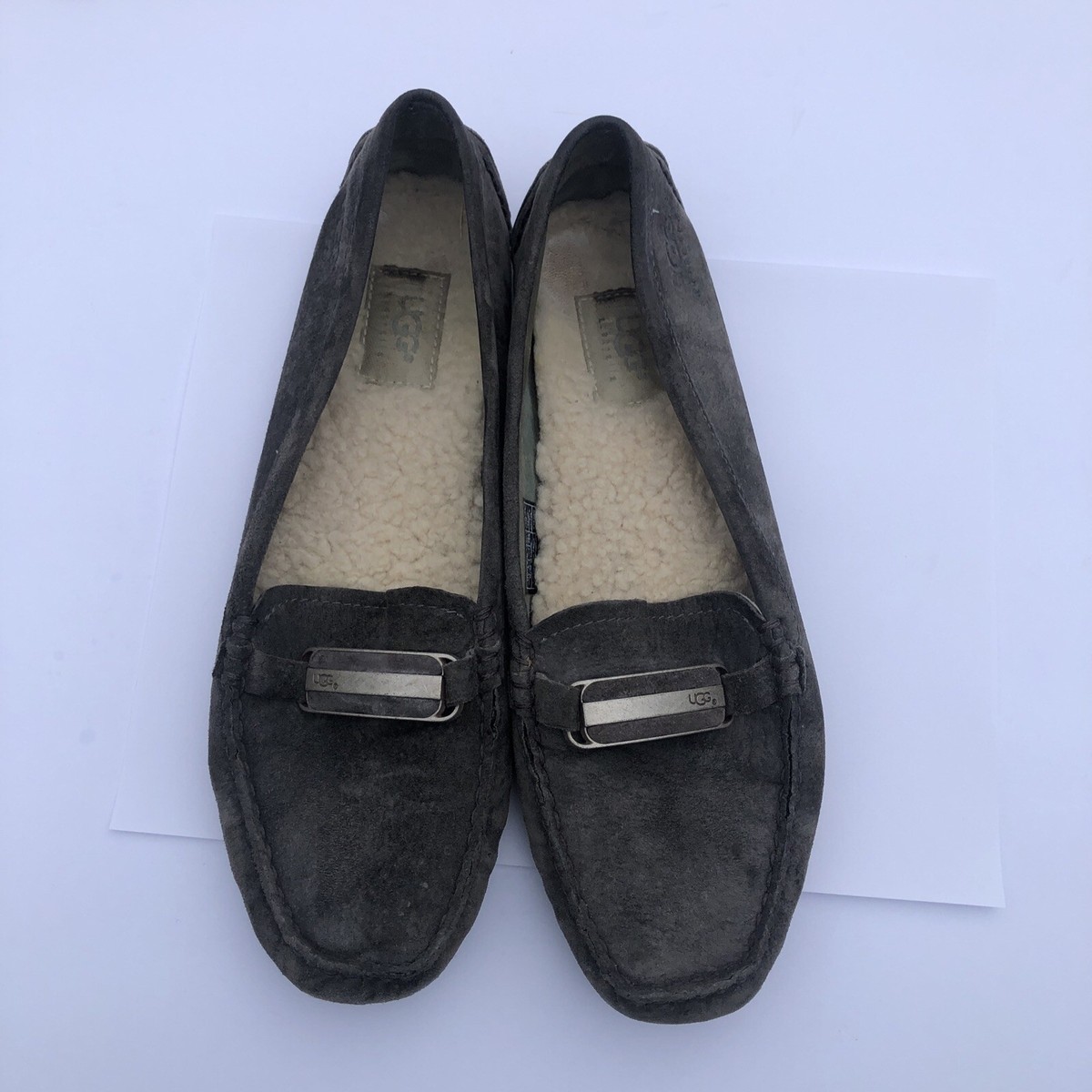 UGG Loafers Leather Suede Moccasins  Slip-ons SZ 9 UGG Ansley Suede Shearling Slip-On Loafers | Neiman Marcus main image 3
