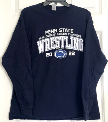 Penn State NCAA Division 1... Wrestling 2022 Blue Long Sleeve Shirt Size L